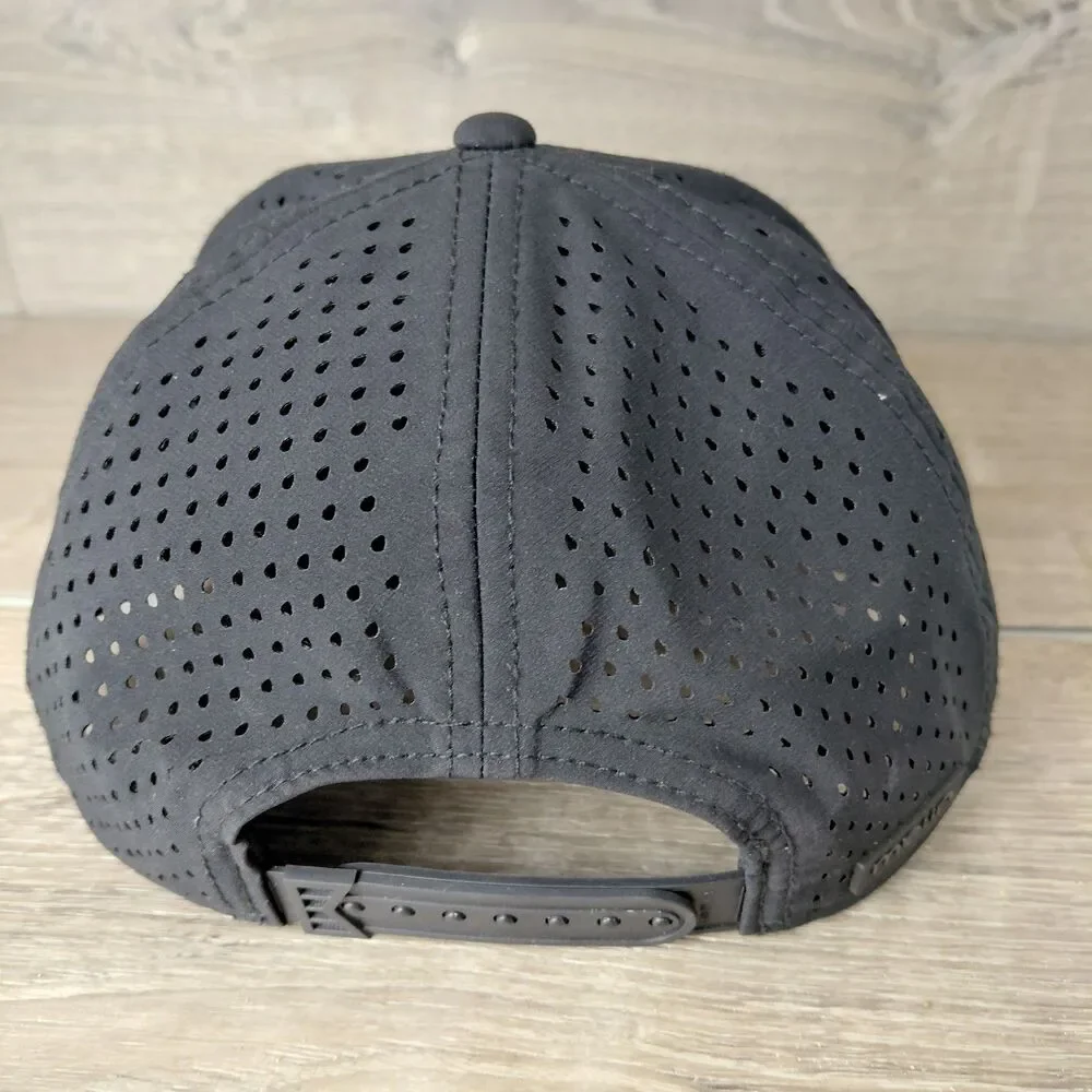Melin Trenches Icon Hydro Snapback Hat Cap Black Performance Baseball Golf Hat